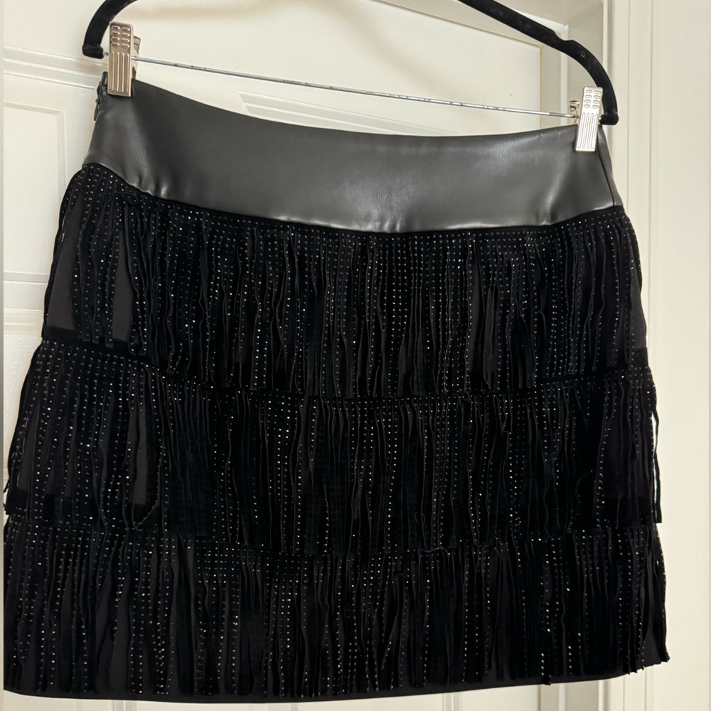 COPY - DKNY black suede fringe skirt size 6 - Picture 5 of 8